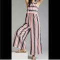 Anthropologie Pants & Jumpsuits | Anthropologie Maeve Women's Jumpsuit Sz Small Striped Sleeveless Wide Leg Nwt | Color: Gray/Red | Size: S