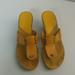 Nine West Shoes | Nine West Mustard Yellow Wedge Leather Sandals 8 | Color: Yellow | Size: 8