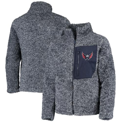 Navy Washington Capitals Fan Gear Sherpa-Jacke mit durchgehendem Reißverschluss für Mädchen und Jugendliche