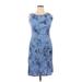 K Studio Casual Dress - Sheath: Blue Acid Wash Print Dresses - Women's Size 14