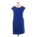 Linea by Louis Dell'Olio Casual Dress - Shift: Blue Grid Dresses - Women's Size 16