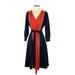 Alexia Admor Casual Dress - Midi: Blue Color Block Dresses - Women's Size Small