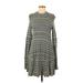 Free People Casual Dress - Sweater Dress: Gray Chevron/Herringbone Dresses - Women's Size Medium