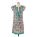 Calypso St. Barth Casual Dress: Teal Baroque Print Dresses - New - Women's Size X-Small