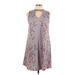 Mudd Casual Dress - A-Line: Gray Floral Motif Dresses - Women's Size Large