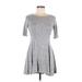 Popular Basics Casual Dress - Mini: Gray Marled Dresses - Women's Size Medium