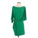 Abi Ferrin Casual Dress - Wrap: Green Solid Dresses - Women's Size Small