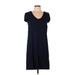 Three Dots Casual Dress - Shift: Blue Solid Dresses - Women's Size Medium