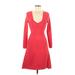 BCBGMAXAZRIA Casual Dress - A-Line: Red Solid Dresses - Women's Size Small