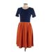Lularoe Casual Dress - A-Line Crew Neck Short Sleeve: Orange Color Block Dresses - New - Women's Size Large