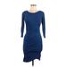 Velvet by Graham & Spencer Casual Dress - Sheath: Blue Solid Dresses - Women's Size Medium