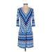 DM Donna Morgan Casual Dress: Blue Print Dresses - Women's Size 4