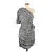 Lavender Brown Cocktail Dress: Gray Graphic Dresses - New - Women's Size Medium