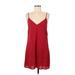 Sundays Casual Dress - Shift: Red Solid Dresses - Women's Size Medium