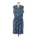 Apt. 9 Casual Dress - Wrap: Blue Print Dresses - Women's Size Large
