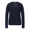 Street One structured mesh sweater Damen deep blue, Gr. 46, One, Strickpullover, Pullover im Grobstrick, V Ausschnitt, Rippstrick Bündchen, Transparentes Muster,