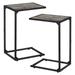 C Shaped End Table Set of 2, Snack Side Table, C Tables for Couch, Couch Tables That Slide Under, for Living Room, Bedroom, Gray