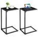C Shaped End Table Set of 2, Snack Side Tables for Sofa, Couch Table for Small Space That Slide Under, TV Trays for Living Room