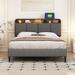 Full size Upholstered Platform Bed with Storage,Sensor Light,Sockets,USB Ports