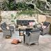 OVIOS 5-piece Patio Wicker Conversation Set With Fire Table