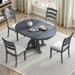 5-Piece Farmhouse Round Pedestal Extending Dining Table Set with 15.8" Removable Leaf and Ladder Back Dining Chairs