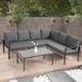 4-Piece Wicker Patio All-Weather Outdoor Conversation Set Sectional Sofa with Water Resistant Thick Cushions and Coffee Table