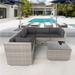 Set of 6 PE Rattan Sectional Outdoor Furniture Cushioned Sofa Set with 3 Storage Under Seat, Grey