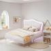 Queen Size Princess Upholstered Platform Bed with LED Lights and Crown Headboard