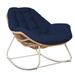 Patio Beige Wicker Egg Outdoor Rocking Chair With Cushion
