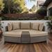 6-Piece Patio Combination Sofa Set, PE Wicker Rattan Conversation Set with Coffee Table and Cushions for Garden Backyard, Beige