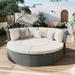 5PCS Rattan Sofa Set All-Weather PE Wicker Daybed with Table, Beige