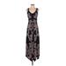 INC International Concepts Casual Dress - Maxi: Black Floral Motif Dresses - Women's Size Small