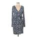 Cynthia Rowley TJX Casual Dress - Wrap: Blue Paisley Dresses - Women's Size Large