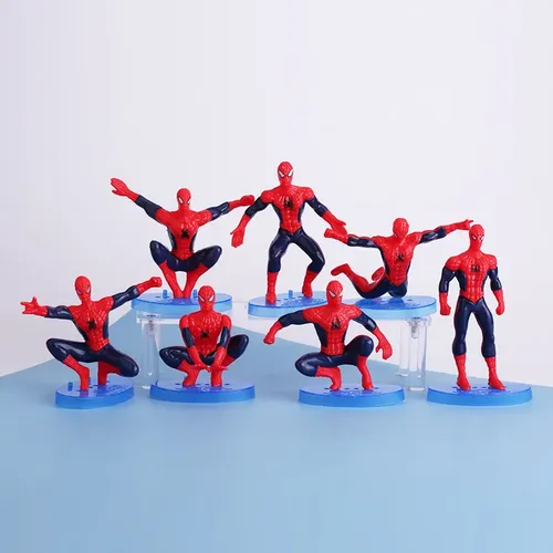 7-8cm 7 teile/los Die Avengers Spider Man Action Figur Spiderman Modell Spielzeug Mit Basis Kinder