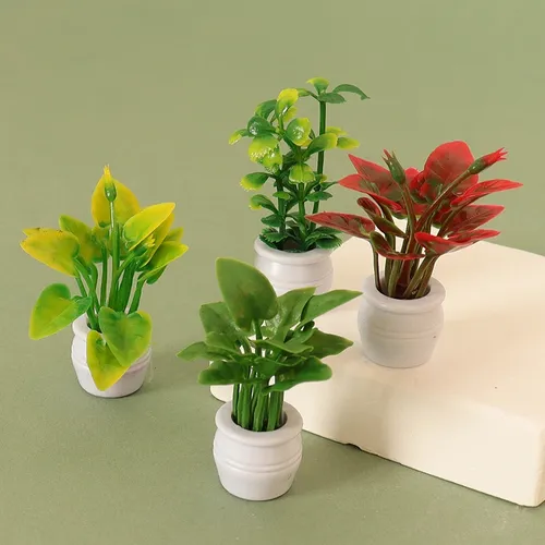 Puppenhaus Mini simuliert grüne Pflanze Topfpflanze Modell DIY Puppenhaus Hausgarten Outdoor