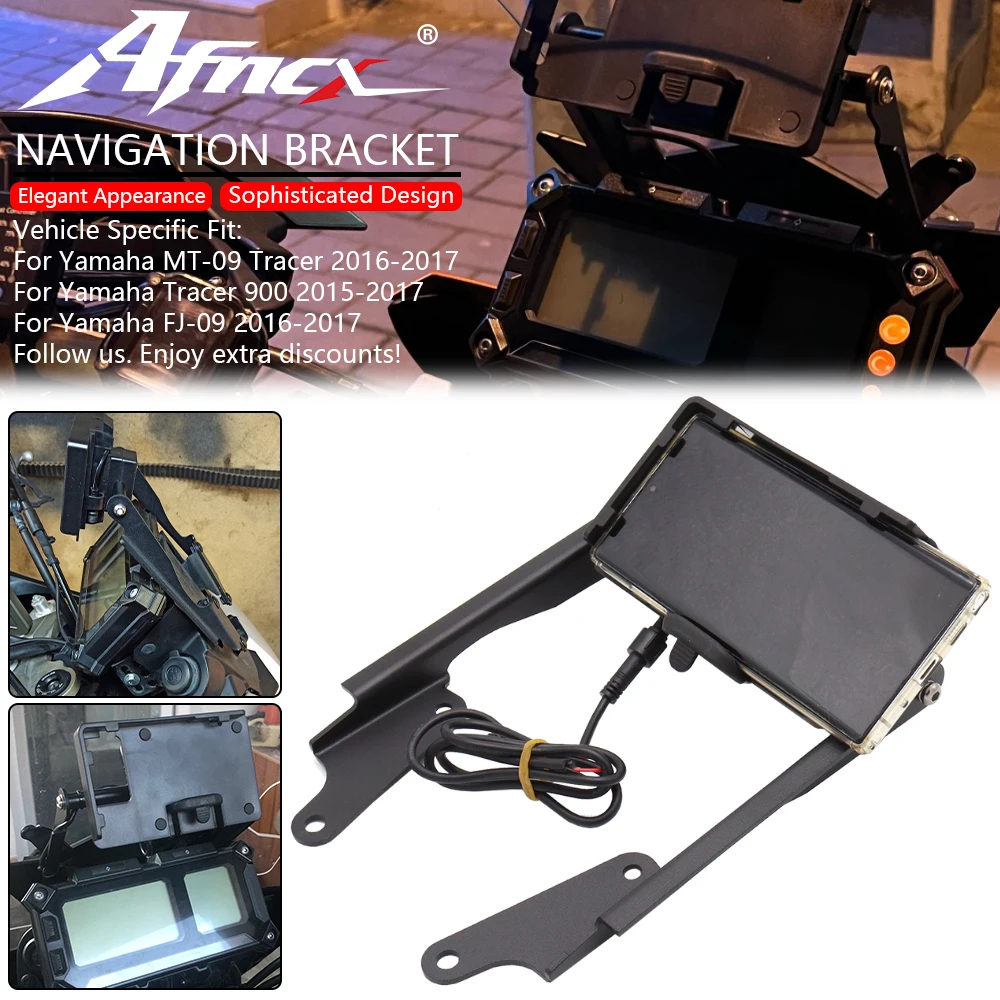 Navigations halterung passt für Yamaha MT-09 Tracer 900 tracer900 mt09 fj09 Motorrad GPS Navigation Support Telefon drahtloses Ladegerät Image