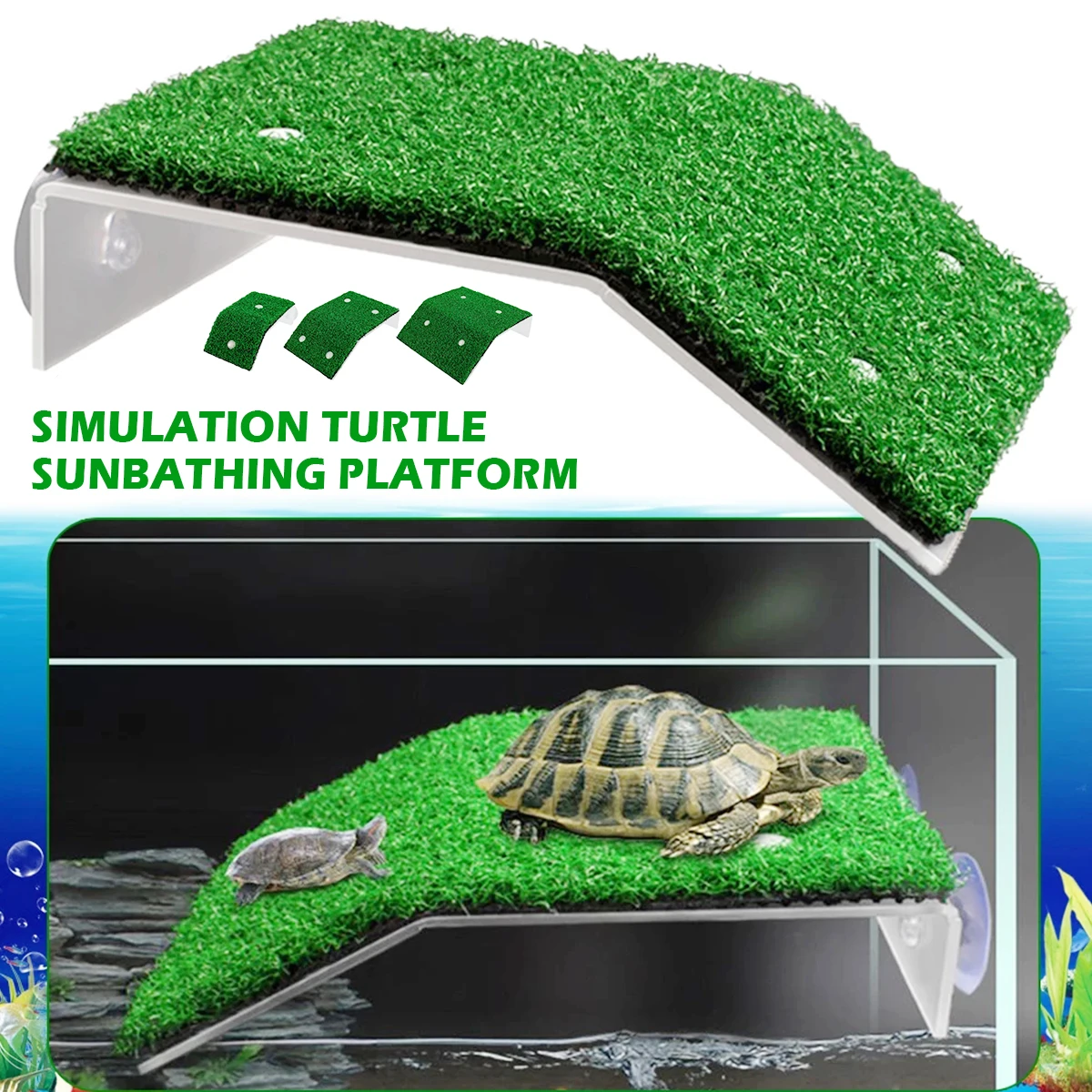 Schildkröten-Basking-Plattform mit Simulationsschildkröten-Ruhterrasse mit Simulationsbecher, Schildkröten-Schwimmrampe, verbessert für Aquarien Image