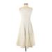 Casual Dress - Midi: Ivory Damask Dresses - Women's Size Small