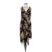 Joie Casual Dress - Wrap: Black Floral Motif Dresses - Women's Size Medium