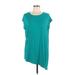 Eileen Fisher Short Sleeve T-Shirt: Teal Tops - Women's Size Large