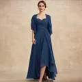 Robes en mousseline de soie pour la mère de la mariée avec veste manches courtes fête de mariage