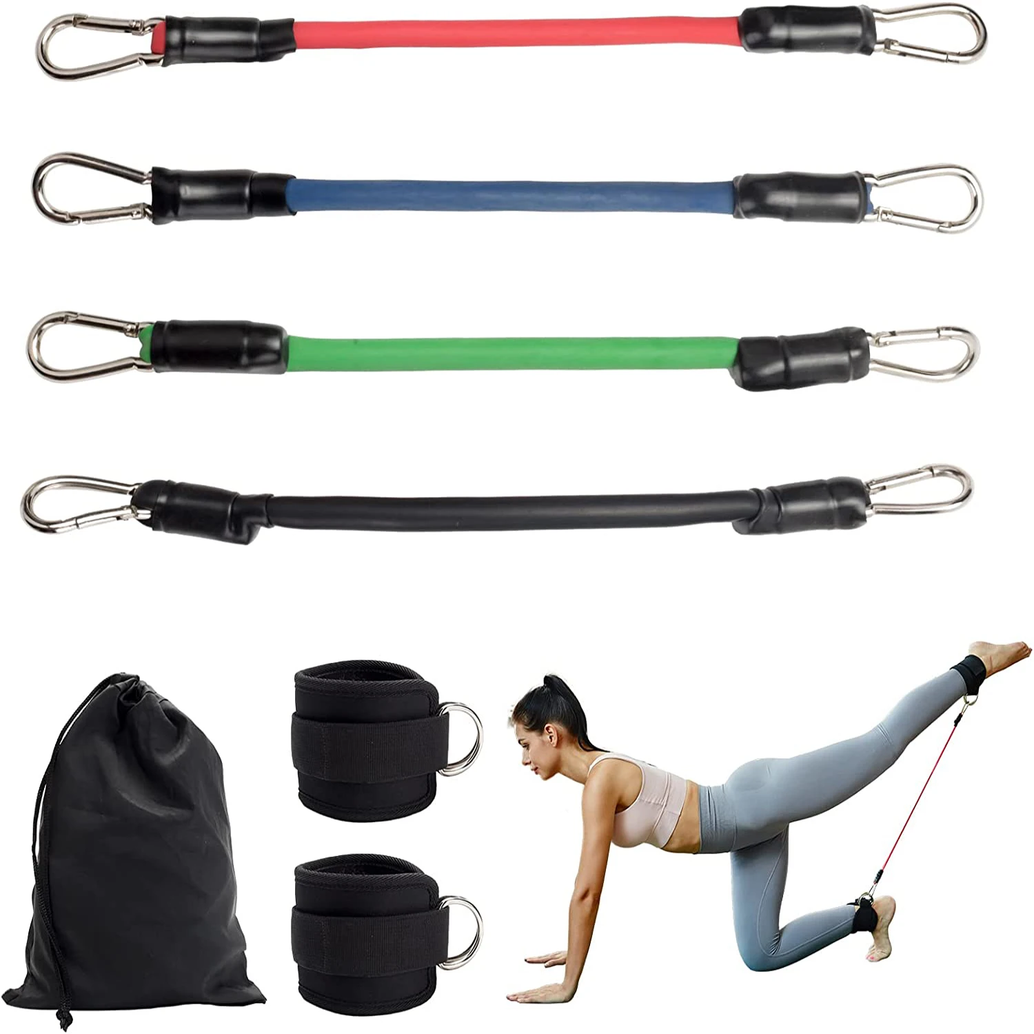 Combinaison de bande de résistance élastique, sangles de cheville, équipement de gymnastique, fitness pour les jambes à la maison, équipement de sport d'entraînement, haute qualité, 7 pièces