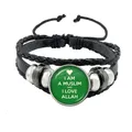 Bracelet en cuir avec bouton noir je suis un musulman et j'adore Allah Cabochon en verre Bracelet