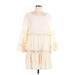 Entro Casual Dress - Popover Crew Neck Long sleeves: Ivory Dresses - Women's Size Large