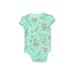 Disney Baby Short Sleeve Onesie: Green Floral Bottoms - Size 0-3 Month