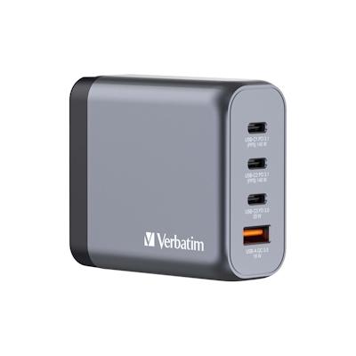 Verbatim GaN Charger 140 W, 4 Ports USB-C Ladegerät, Power Adapter mit 3 x USB-C und 1 x USB-A