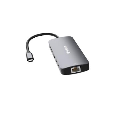 Verbatim USB-C Pro Multiport-Hub CMH-09, 9 Port, 3x USB 3.2-A, 2x USB 3.2-C, HDMI 4K, RJ45, SD, microSD, USB 3.1-C Kabel