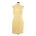 Ann Taylor Casual Dress: Yellow Brocade Dresses - Women's Size 10 Petite