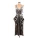 BCBGeneration Cocktail Dress - Party Plunge Sleeveless: Silver Dresses - Women's Size Large