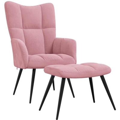 Vidaxl - Relaxsessel mit Hocker Rosa Samt Image